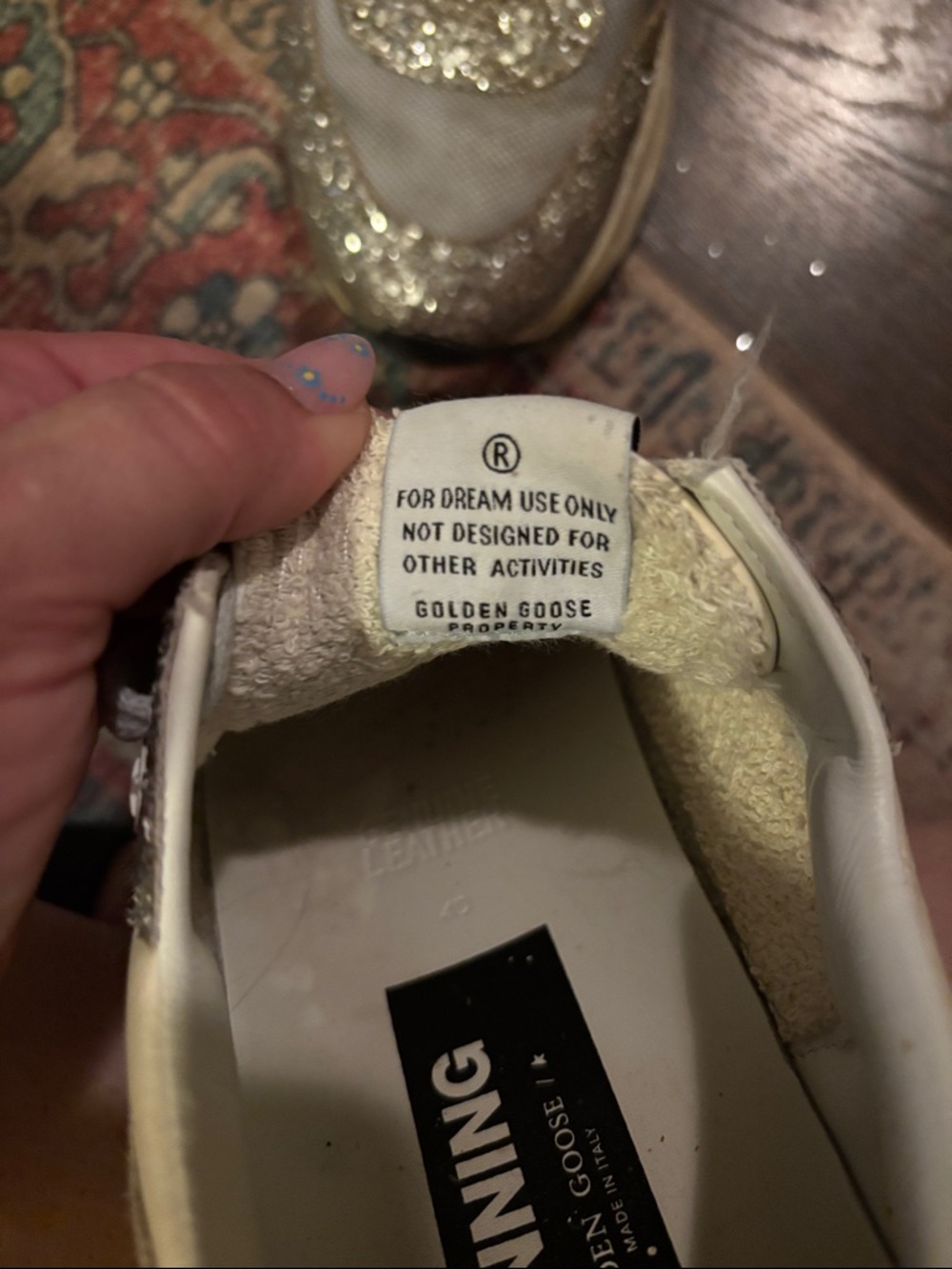 Golden Goose Pink, Silver & Cream Glitter-Accent Sneakers - Picture 8 of 8